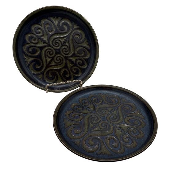 Vintage Denby-Langley Salad Plates in Bukara Stoneware Set of 2 - Picture 1 of 6